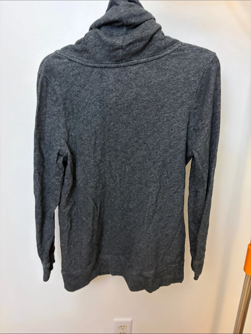 Gray Cowl Neck Women's Sweater with Front Pockets